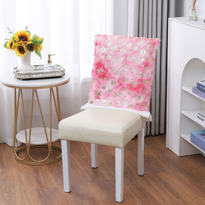Husă pentru scaune de Crăciun roz, husă pentru scaune din catifea, husă decorativă pentru scaune, decorațiuni pentru festivaluri