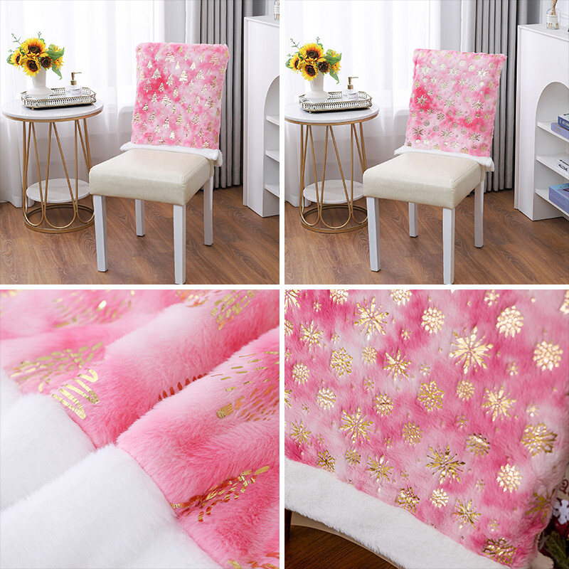 Husă pentru scaune de Crăciun roz, husă pentru scaune din catifea, husă decorativă pentru scaune, decorațiuni pentru festivaluri