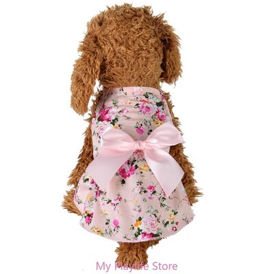Mergaičių šunų paplūdimio suknelė Gėlėti kostiumai Drabužiai gimtadienio vakarėliui Suknelės šuniukui su Bowknot šventiniais vakarėlio kostiumais