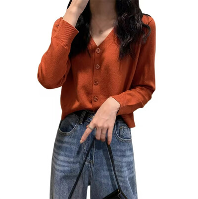 Moteriški megztiniai su trumpomis rankovėmis ilgomis rankovėmis, megztiniai moteriški rudens pavasario megztiniai vienaeiliai megztiniai