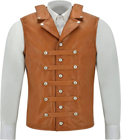 Vīriešu vintage ādas veste vienrinda bez piedurknēm top punk viduslaiku bruņinieka veste riteņbraukšanas veste hip hop veste