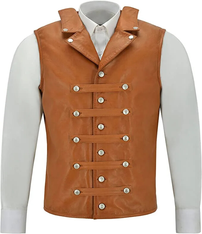 Vīriešu vintage ādas veste vienrinda bez piedurknēm top punk viduslaiku bruņinieka veste riteņbraukšanas veste hip hop veste