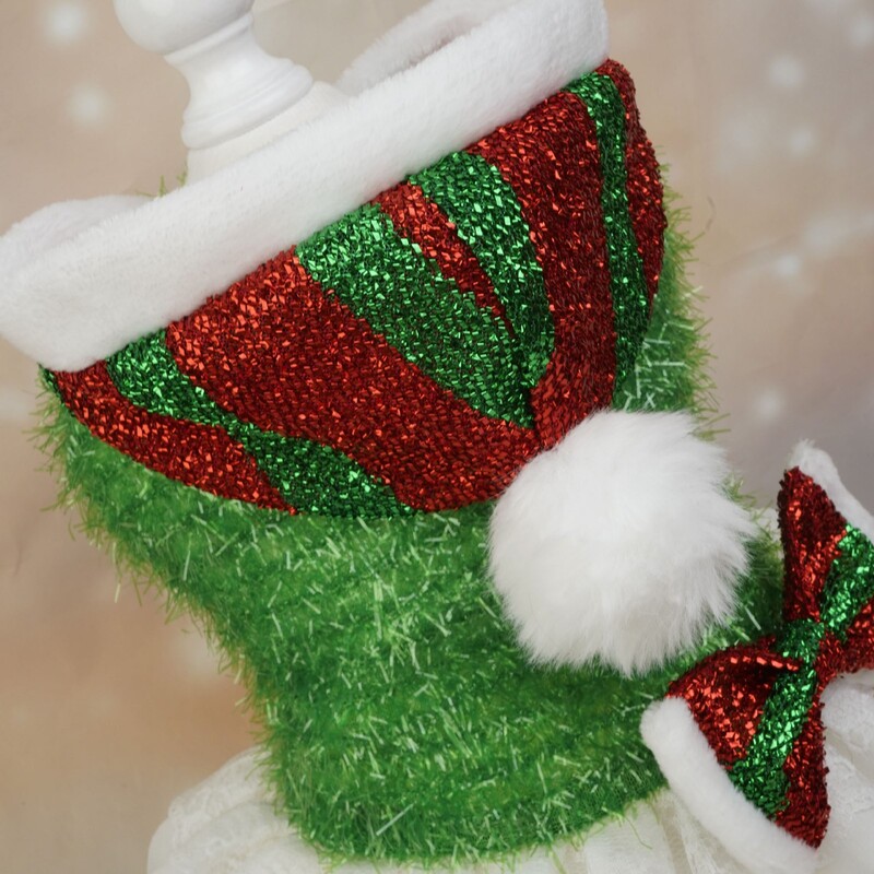Rochie cu paiete pentru animale de companie de Crăciun, plasă pentru câini, îmbinare turn exterior, petrecere de Crăciun, atmosferă festivă, pălărie de Crăciun cu glugă, haine pentru cățeluși