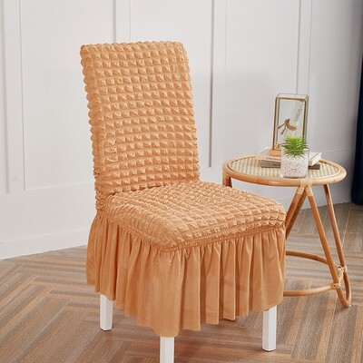 1 buc. Husă de scaun Seersucker cu fustă, elastică, universală, detașabilă, detașabilă, pentru banchet de sufragerie