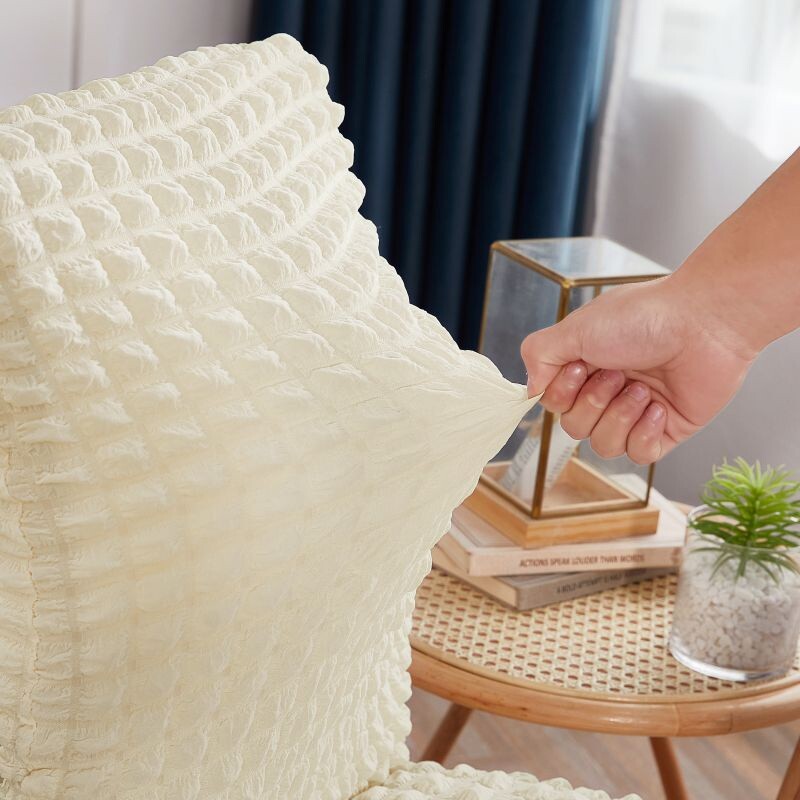 1 buc. Husă de scaun Seersucker cu fustă, elastică, universală, detașabilă, detașabilă, pentru banchet de sufragerie