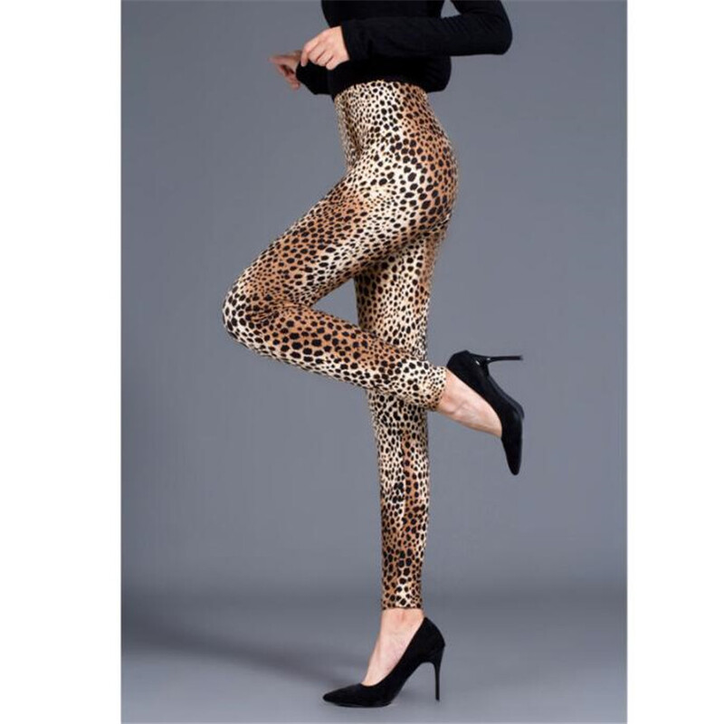 YGYEEG Ženske fitness Push Up tajice s leopard printom Modne elastične ženske tajice visokog struka Seksi hlače Patchwork hlače