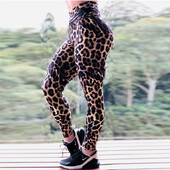 Pantaloni de yoga cu imprimare leopard, elasticitate cu talie înaltă, colanți de leopard Wildthing pentru femei, pantaloni strânși pentru alergare, sport, fitness