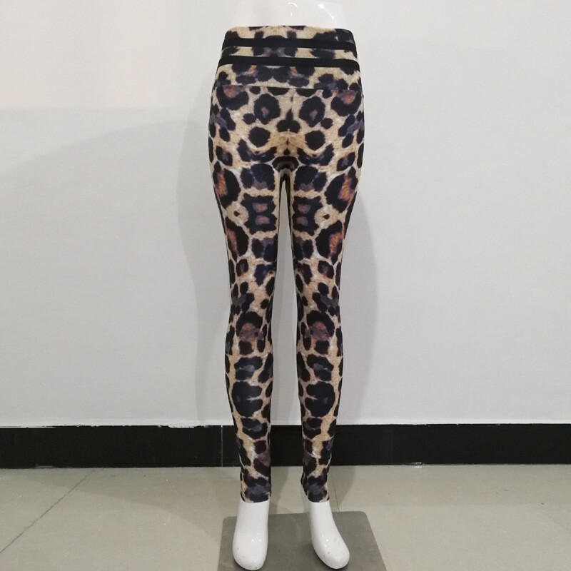 Pantaloni de yoga cu imprimare leopard, elasticitate cu talie înaltă, colanți de leopard Wildthing pentru femei, pantaloni strânși pentru alergare, sport, fitness