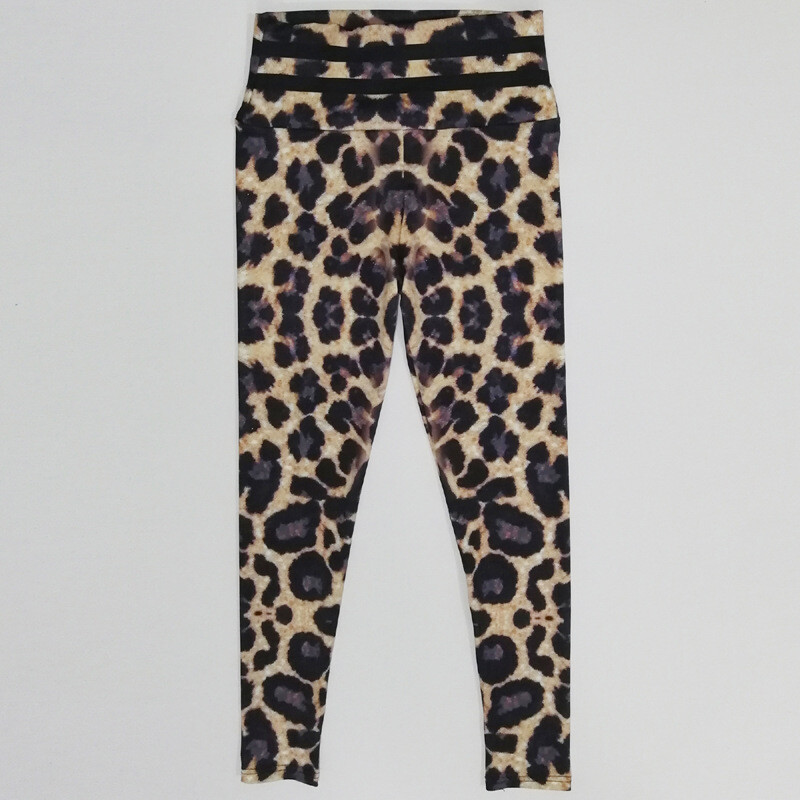 Pantaloni de yoga cu imprimare leopard, elasticitate cu talie înaltă, colanți de leopard Wildthing pentru femei, pantaloni strânși pentru alergare, sport, fitness