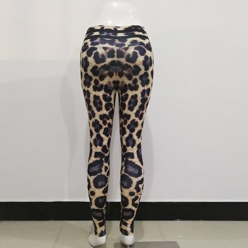 Pantaloni de yoga cu imprimare leopard, elasticitate cu talie înaltă, colanți de leopard Wildthing pentru femei, pantaloni strânși pentru alergare, sport, fitness
