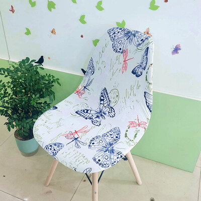 Nyomtatott Shell székhuzat Stretch Olcsó, rövid támlás székhuzatok étkezőhöz Üléshuzatok Otthoni Bár Hotel Party Banketthez