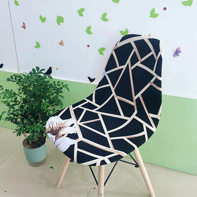 Nyomtatott Shell székhuzat Stretch Olcsó, rövid támlás székhuzatok étkezőhöz Üléshuzatok Otthoni Bár Hotel Party Banketthez