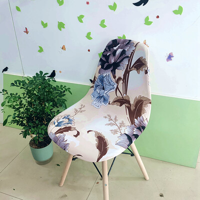 Nyomtatott Shell székhuzat Stretch Olcsó, rövid támlás székhuzatok étkezőhöz Üléshuzatok Otthoni Bár Hotel Party Banketthez