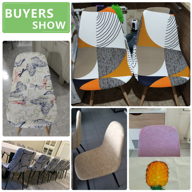 Nyomtatott Shell székhuzat Stretch Olcsó, rövid támlás székhuzatok étkezőhöz Üléshuzatok Otthoni Bár Hotel Party Banketthez