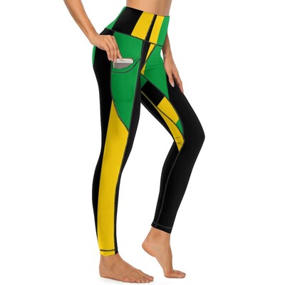 Jamaikas karoga legingi Valsts svinību fitnesa jogas bikses Push Up Retro Leggins Elastīgs dizains Sporta legingi dzimšanas dienas dāvana