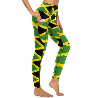 Jamaikas karoga legingi Valsts svinību fitnesa jogas bikses Push Up Retro Leggins Elastīgs dizains Sporta legingi dzimšanas dienas dāvana