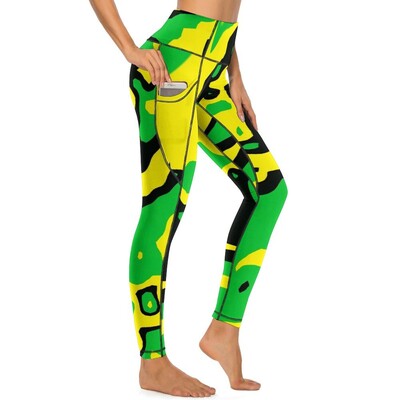 Jamaikas karoga legingi Valsts svinību fitnesa jogas bikses Push Up Retro Leggins Elastīgs dizains Sporta legingi dzimšanas dienas dāvana