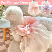 Naminio šuns sijonas šuniukui Bowknot sijonas princesės mažylio šuns vakarėlio vestuvinė marlės suknelė Maži šunys šuniuko katės kostiumas baltas naminių gyvūnėlių reikmenys