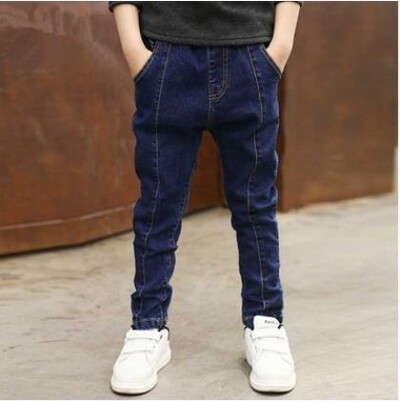 Gyerek Fiúk Farmer Kék Elasztikus Derék Farmer Nadrág Gyermekruházat Laza alkalmi fiú nadrág 5 6 7 8 9 10 11 12 13 14 éves