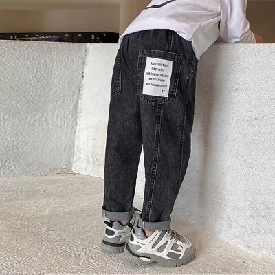 Nauji berniukai mergaičių šaunūs džinsai pavasario ir rudens kelnės Korėjos stiliaus Glaustai laisvalaikio kelnės Vaikiški drabužiai Vasarinės kelnės