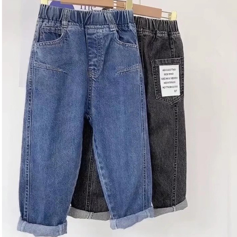 Nauji berniukai mergaičių šaunūs džinsai pavasario ir rudens kelnės Korėjos stiliaus Glaustai laisvalaikio kelnės Vaikiški drabužiai Vasarinės kelnės