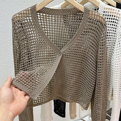 Dobu sieta Ice Silk sauļošanās jaka sieviešu vasaras virsdrēbēm ar garām piedurknēm ar nelielu šalles trikotāžas jaciņu