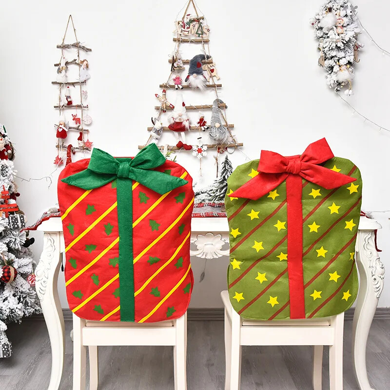 4db karácsonyi csokornyakkendő ajándéktáska karácsonyi székhuzatok dekorációk otthoni ebédlőbe, buliba, konyhába, bankettbe