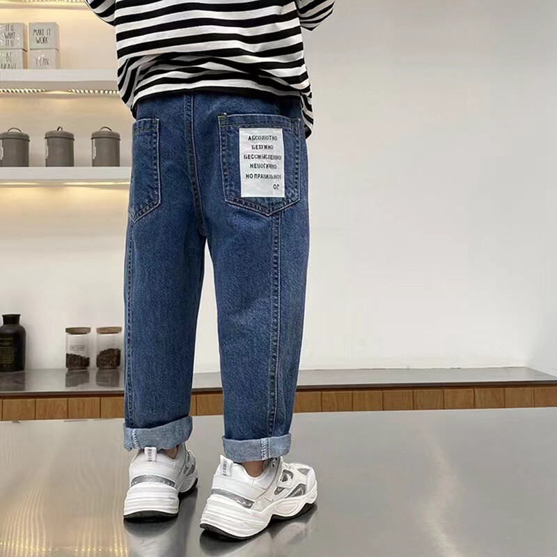 Nauji berniukų laisvalaikio džinsai kelnės pavasario/rudens džinsinės kelnės vaikams vaikams laisvos kelnės apatiniai drabužiai 4 6 8 10 12 metų