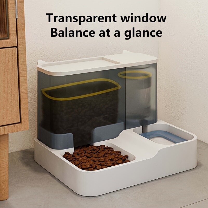 Automatinis kačių šėryklos girdyklos rinkinys, 2 viename kačių gravitacijos vandens tiektuvas kačių ėdalo šėrimo konteineris katėms mažiems ir vidutiniams šunims