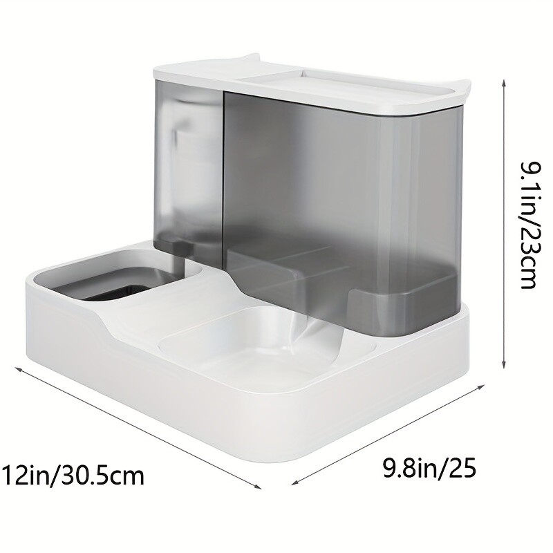 Automatinis kačių šėryklos girdyklos rinkinys, 2 viename kačių gravitacijos vandens tiektuvas kačių ėdalo šėrimo konteineris katėms mažiems ir vidutiniams šunims