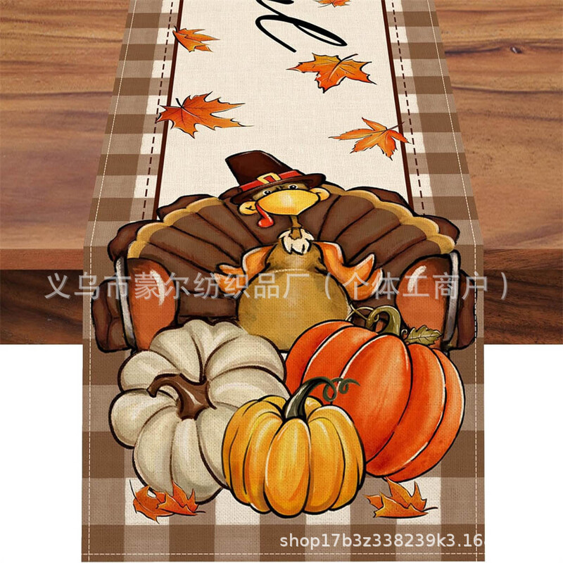 Cross Border Ziua Recunoștinței Așternut de masă imprimat Foarte de arțar Dovleac Toamnă Acasă Sufragerie Masă de sufragerie