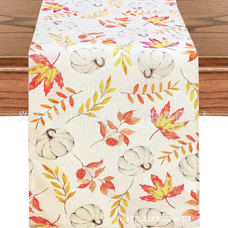 Cross Border Ziua Recunoștinței Așternut de masă imprimat Foarte de arțar Dovleac Toamnă Acasă Sufragerie Masă de sufragerie