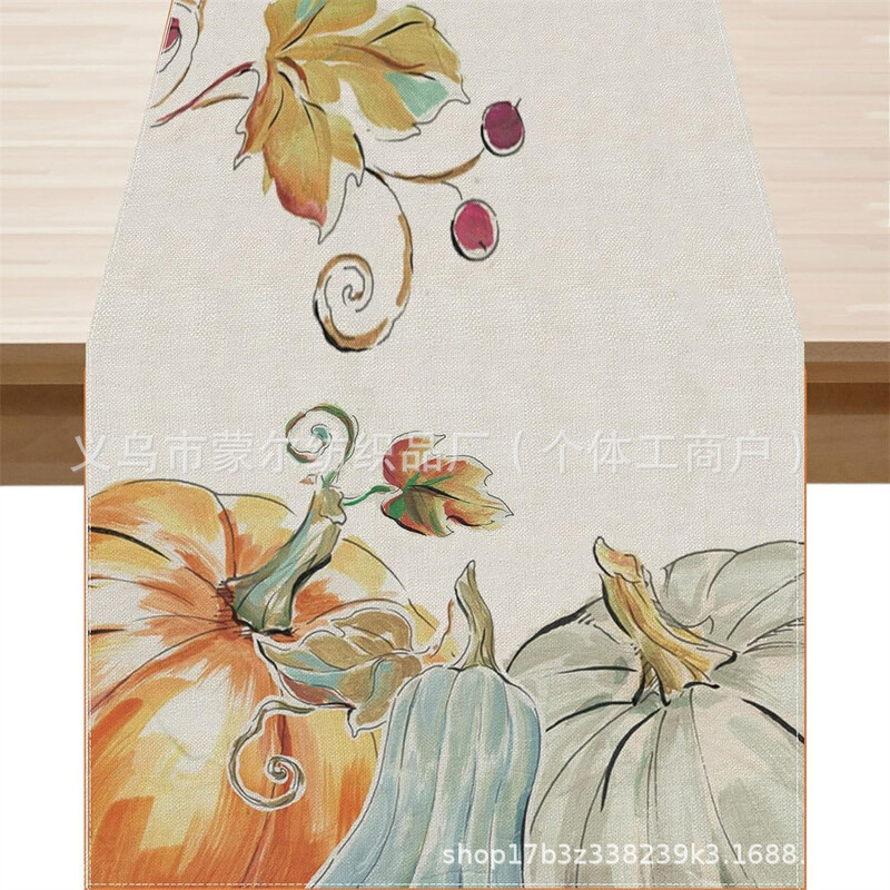 Cross Border Ziua Recunoștinței Așternut de masă imprimat Foarte de arțar Dovleac Toamnă Acasă Sufragerie Masă de sufragerie