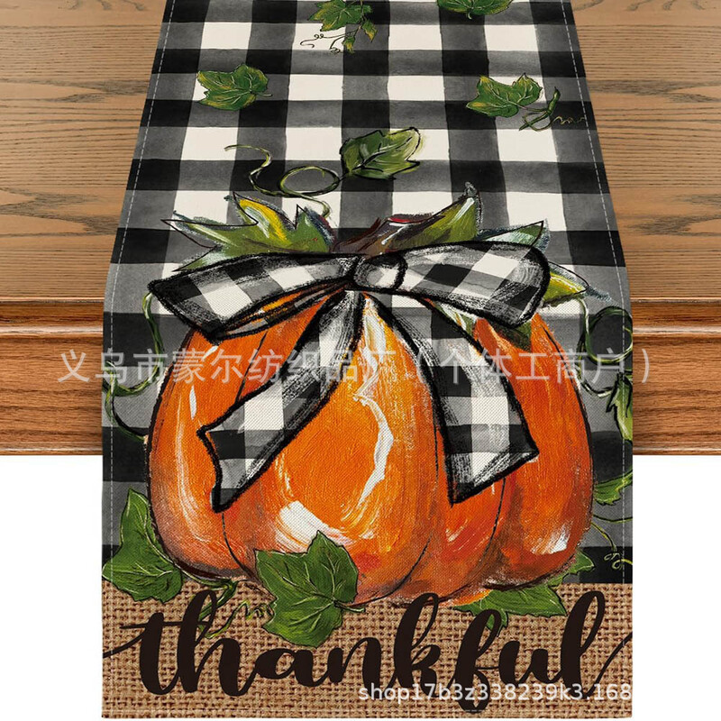Cross Border Ziua Recunoștinței Așternut de masă imprimat Foarte de arțar Dovleac Toamnă Acasă Sufragerie Masă de sufragerie