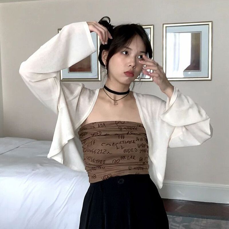 Rimocy nyári kötött, növényi felsők, női utcai ruházat, hosszú ujjú, vágott kardigán, női 2024 egyszínű napvédő kabát, női