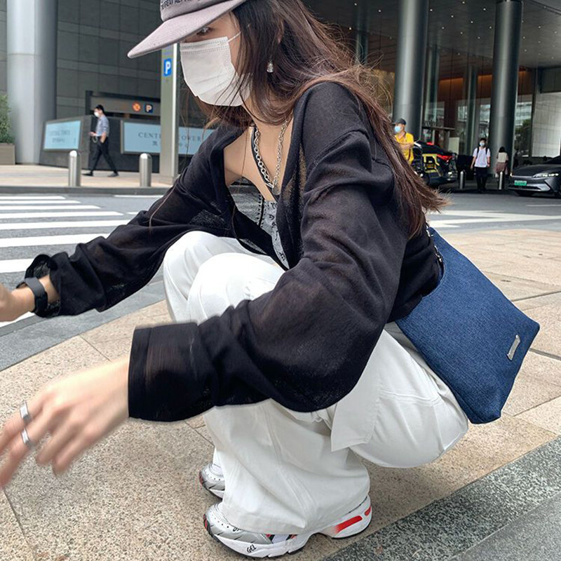 Rimocy nyári kötött, növényi felsők, női utcai ruházat, hosszú ujjú, vágott kardigán, női 2024 egyszínű napvédő kabát, női