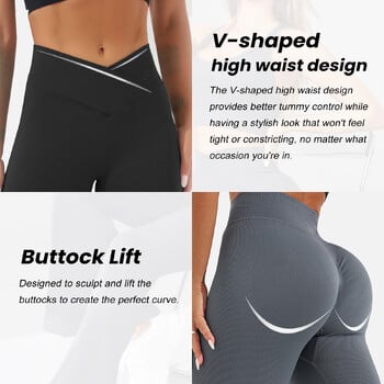 Γυναικείο παντελόνι Cross Waist Legging Ψηλόμεση προπόνηση Παντελόνι για τρέξιμο Μαλακό παντελόνι ελέγχου κοιλιάς Σέξι λεπτό παντελόνι