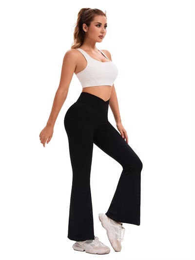 Női nadrág Cross Waist Legging Magas derekú edzés futónadrágok Puha hasszabályozó nadrágok Szexi vékony kiszélesedő nadrágok