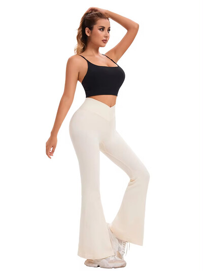 Női nadrág Cross Waist Legging Magas derekú edzés futónadrágok Puha hasszabályozó nadrágok Szexi vékony kiszélesedő nadrágok