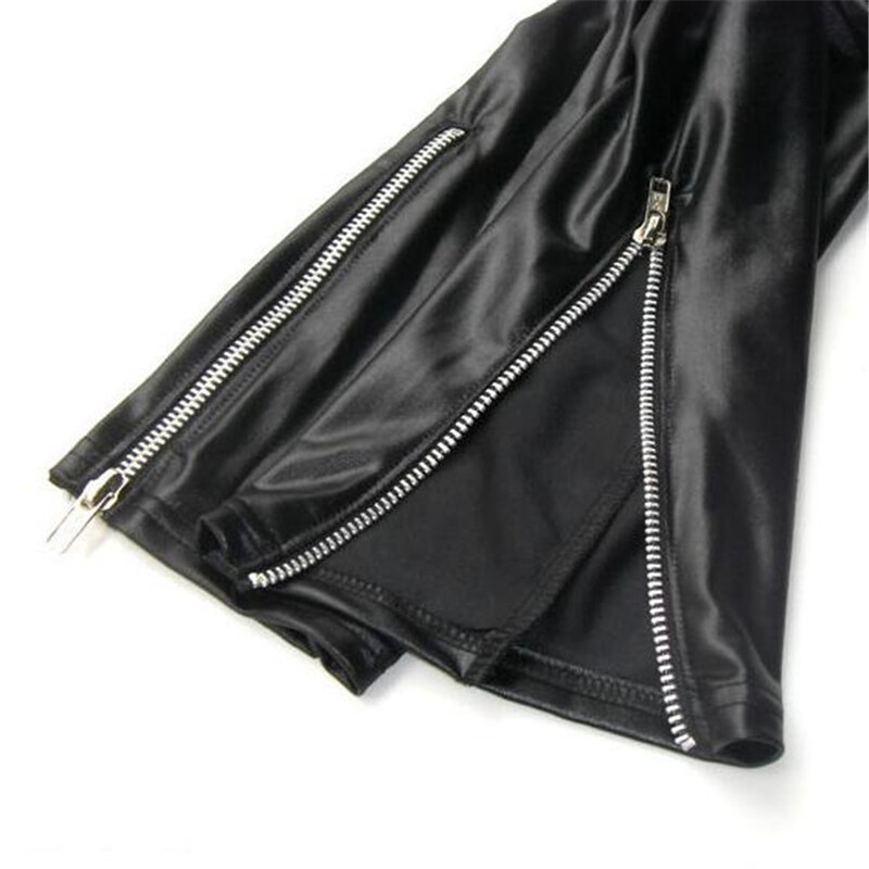 YRRETY jauns rudens modes mākslīgās ādas legingi sievietēm šauras bikses, melnas rāvējslēdzēja rotājumi, bikses ar augstu vidukli