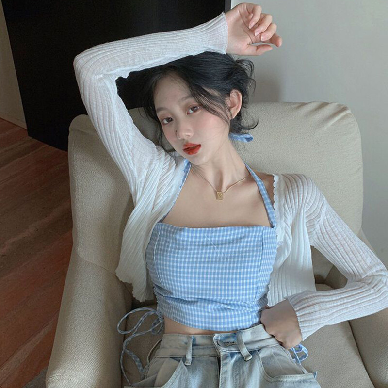 Rimocy 2024. gada saules aizsardzības jaka sievietēm vasaras plānās, vienas pogas adīts sieviešu mētelis, seksīgs, caurredzams, zīda, apgrieztas krāsas topi