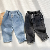 Pavasara bērni Meiteņu zēni Vienkrāsu džinsi Rudens Ikdienas Bērni Zīdaiņi Meitenes Zēni Bērnu Apģērbi Meiteņu zīdaiņi Džinsi