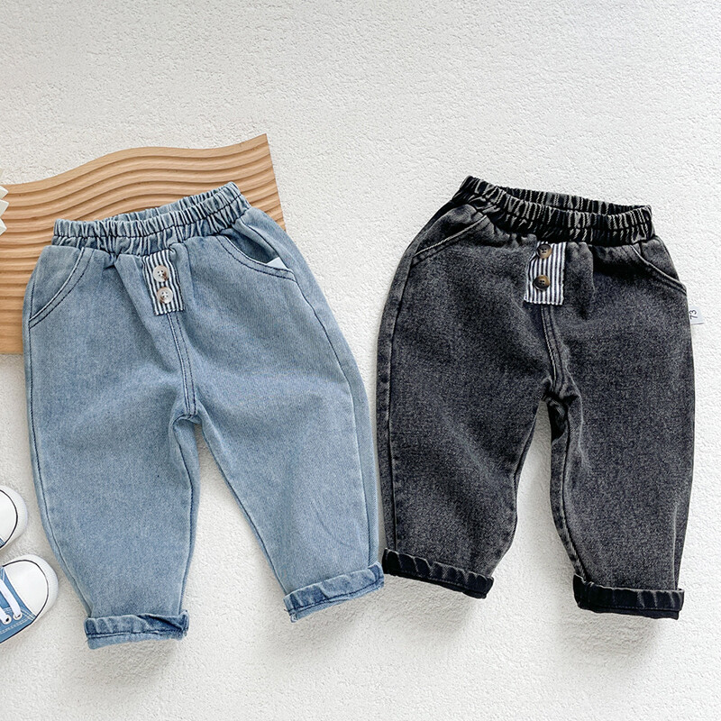 Pavasara bērni Meiteņu zēni Vienkrāsu džinsi Rudens Ikdienas Bērni Zīdaiņi Meitenes Zēni Bērnu Apģērbi Meiteņu zīdaiņi Džinsi
