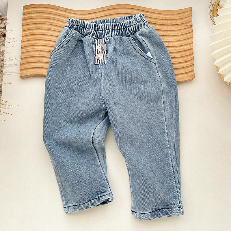 Pavasara bērni Meiteņu zēni Vienkrāsu džinsi Rudens Ikdienas Bērni Zīdaiņi Meitenes Zēni Bērnu Apģērbi Meiteņu zīdaiņi Džinsi