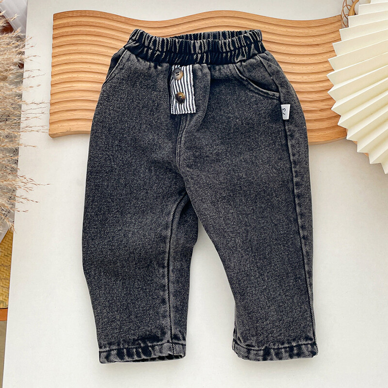 Pavasara bērni Meiteņu zēni Vienkrāsu džinsi Rudens Ikdienas Bērni Zīdaiņi Meitenes Zēni Bērnu Apģērbi Meiteņu zīdaiņi Džinsi