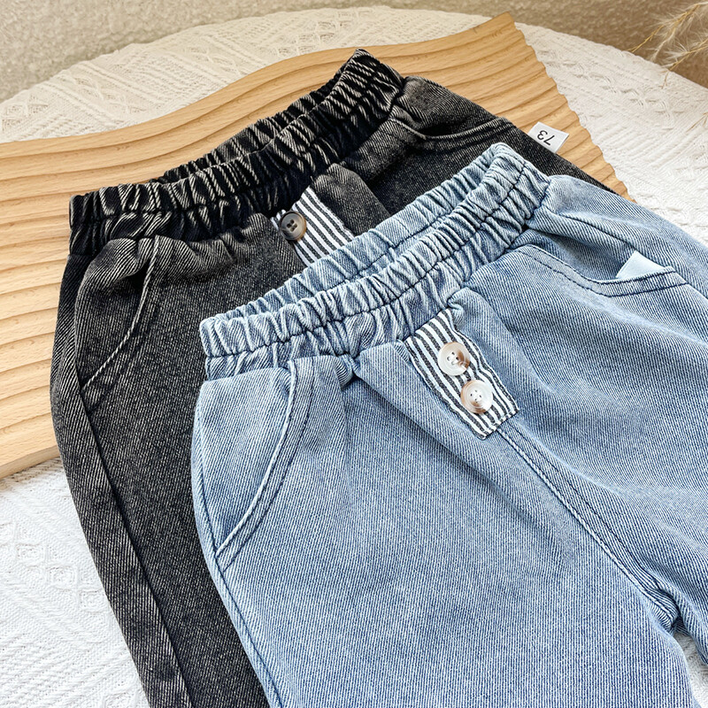 Pavasara bērni Meiteņu zēni Vienkrāsu džinsi Rudens Ikdienas Bērni Zīdaiņi Meitenes Zēni Bērnu Apģērbi Meiteņu zīdaiņi Džinsi