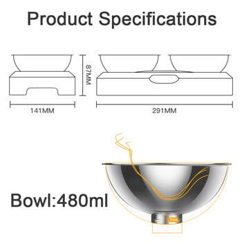 Μπολ για γάτες από ανοξείδωτο ατσάλι Εύκολο καθάρισμα Μπολ με τροφή και νερό για σκύλους με μεταλλική βάση για γάτες Σκυλιά Διπλό μπολ τροφοδοσίας για κατοικίδια ζώα