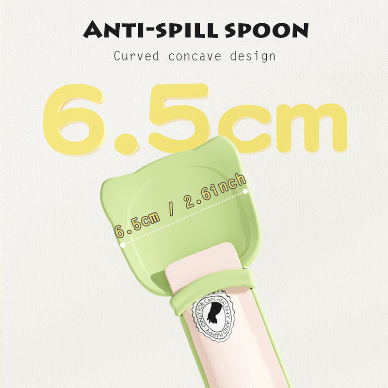 Mieli ir patogūs kačių skanėstų šaukšteliai: lengvai išspaudžiamas, viena ranka valdomas tiektuvas, reikmenys katėms šerti šlapiais skanėstais ir papildais