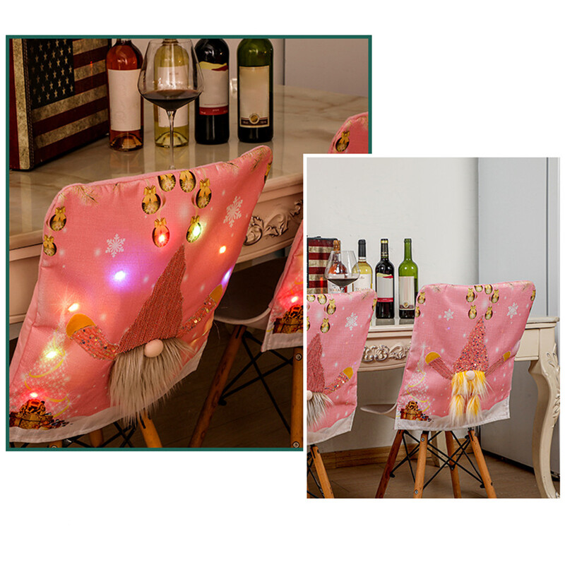 Karácsonyi rózsaszín székhuzatok dekoráció LED lámpákkal Rudolph székhuzatok rózsaszín ülésvédő az étteremhotelbe