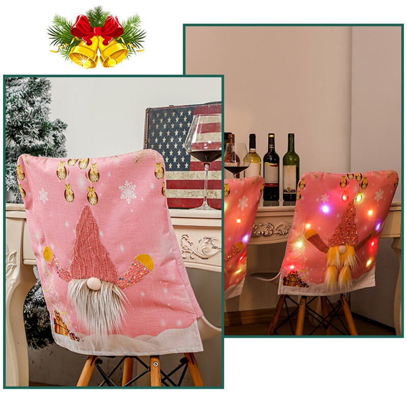 Karácsonyi rózsaszín székhuzatok dekoráció LED lámpákkal Rudolph székhuzatok rózsaszín ülésvédő az étteremhotelbe